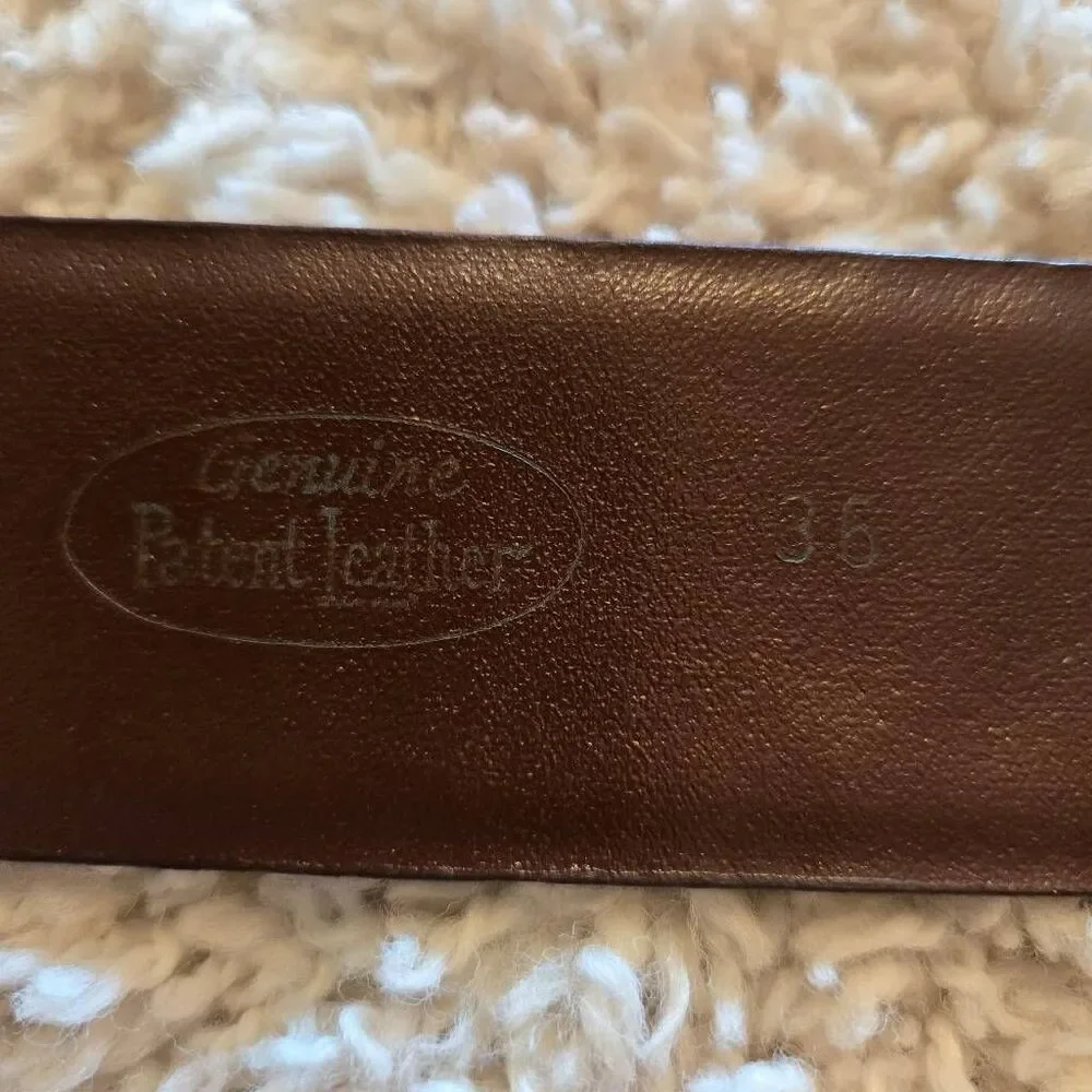 Vintage Hudson's of Indiana Patent Leather Belt Reddish Brown Croc Embossed 36